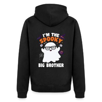 I M The Spooky Big Brother - Unisex Premium Bio Zip Hoodie - Schwarz - Hinten - Nico (187cm)