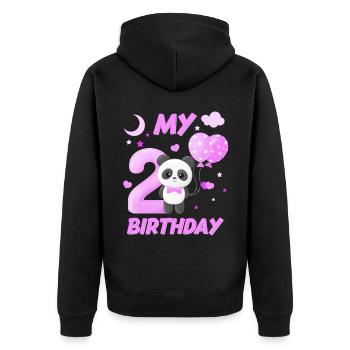 Deuxième anniversaire d’enfants Fille Panda Cadeau - Veste à capuche bio Premium Unisexe - noir - Dos - Nico (187cm)
