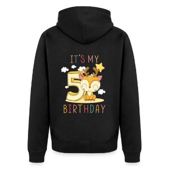 Enfants Anniversaire Garçons Filles 5 ans Fawn - Veste à capuche bio Premium Unisexe - noir - Dos - Nico (187cm)