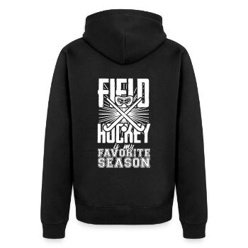 Field Hockey Player - Unisex Premium Organic Zip Hoodie - black - Back - Nico (187cm)