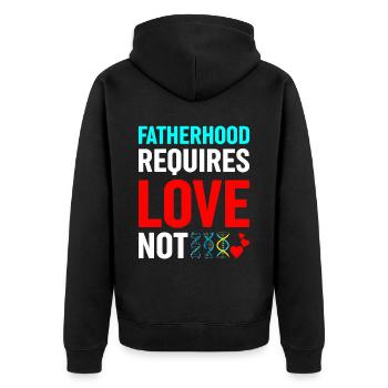 La paternité exige de l’amour, pas de la génétique - Veste à capuche bio Premium Unisexe - noir - Dos - Nico (187cm)