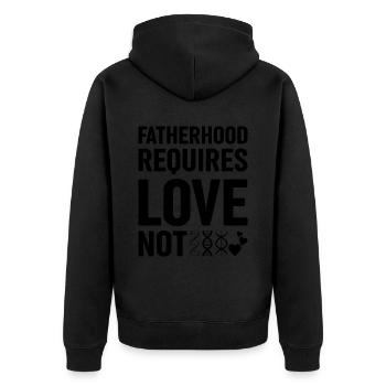 La paternité exige de l’amour, pas de la génétique - Veste à capuche bio Premium Unisexe - noir - Dos - Nico (187cm)