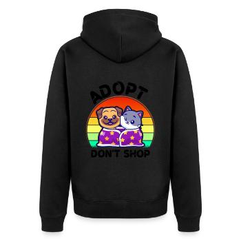 Adoptieren Sie Nicht Einkaufen, Was Sie Nicht - Unisex Premium Bio Zip Hoodie - Schwarz - Hinten - Nico (187cm)