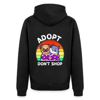 Adopter Ne pas acheter des trucs Adopter Cat Dog - Veste à capuche bio Premium Unisexe - noir - Dos - Nico (187cm)