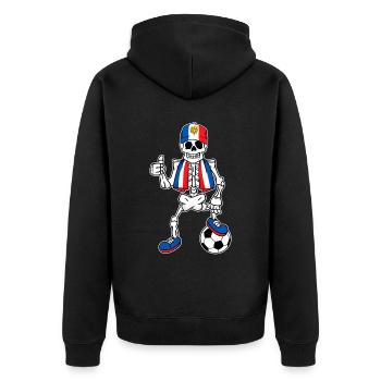 Skeleton Frankreich Amateurfußball - Unisex Premium Bio Zip Hoodie - Schwarz - Hinten - Nico (187cm)