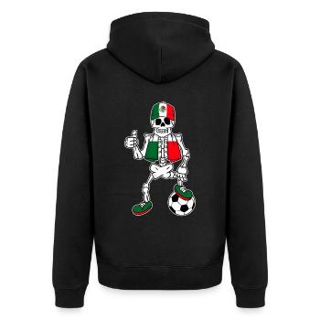 Skelett Fußballfan Mexiko - Unisex Premium Bio Zip Hoodie - Schwarz - Hinten - Nico (187cm)