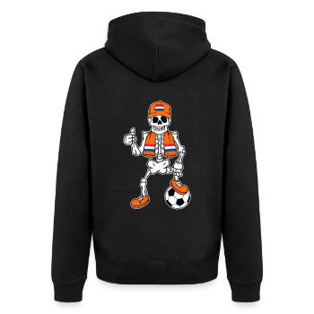 Skeleton Fußballfan Niederlande - Unisex Premium Bio Zip Hoodie - Schwarz - Hinten - Nico (187cm)