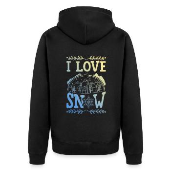 I Love Snow - Unisex Premium Bio Zip Hoodie - Schwarz - Hinten - Nico (187cm)