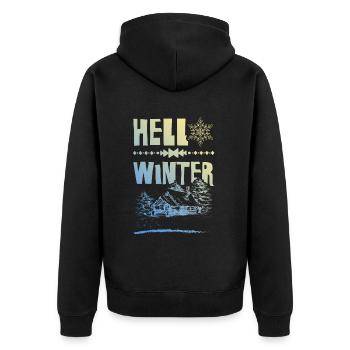Hello Winter - Unisex Premium Bio Zip Hoodie - Schwarz - Hinten - Nico (187cm)