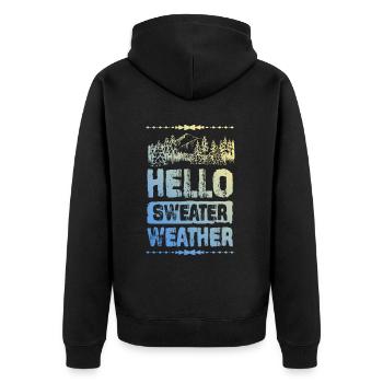 Hello Sweater Weather - Unisex Premium Organic Zip Hoodie - black - Back - Nico (187cm)