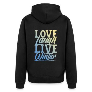 Love Live Winter - Unisex Premium Organic Zip Hoodie - black - Back - Nico (187cm)