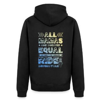 Mama Motorcycle - Unisex Premium Organic Zip Hoodie - black - Back - Nico (187cm)