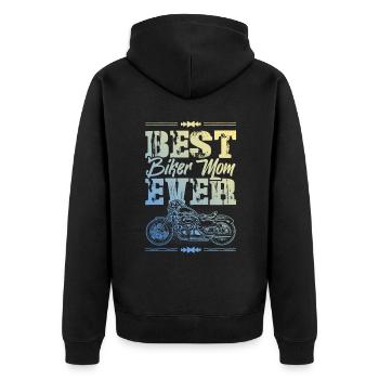 Biker Mom - Unisex Premium Organic Zip Hoodie - black - Back - Nico (187cm)