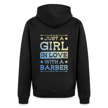 Girl in love with a Barber - Unisex Premium Organic Zip Hoodie - black - Back - Nico (187cm)