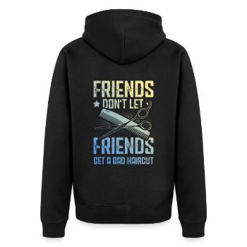 Barber Freunde - Unisex Premium Bio Zip Hoodie - Schwarz - Hinten - Nico (187cm)