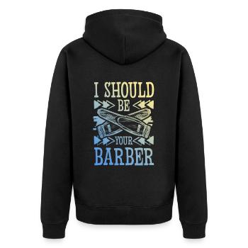 Coiffeur de barbier - Veste à capuche bio Premium Unisexe - noir - Dos - Nico (187cm)