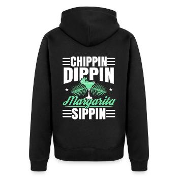 Chippin Dippin Margarita Sippin Alcoholic Cocktail - Unisex Premium Organic Zip Hoodie - black - Back - Nico (187cm)
