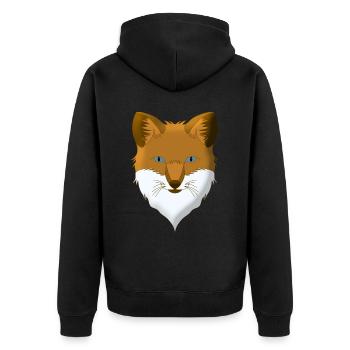 Fuchs Waldtier Design gepunktet mit Tierkopf - Unisex Premium Bio Zip Hoodie - Schwarz - Hinten - Nico (187cm)