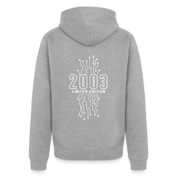 Geburtstag 2003 Gaming Limited Edition Gamer - Unisex Premium Bio Zip Hoodie - Grau meliert - Hinten - Nico (187cm)
