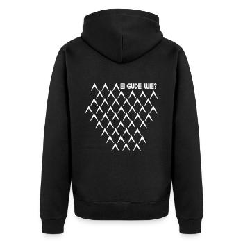 Ei Gude Wie Gerippt Abbelwoiglas Muster Cider - Unisex Premium Bio Zip Hoodie - Schwarz - Hinten - Nico (187cm)