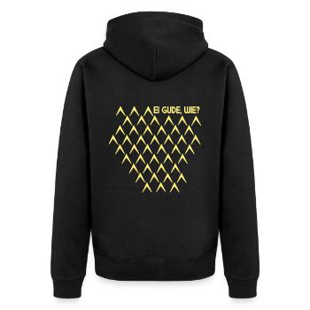Ei Gude Wie Gerippt Abbelwoiglas Muster Cider - Unisex Premium Bio Zip Hoodie - Schwarz - Hinten - Nico (187cm)