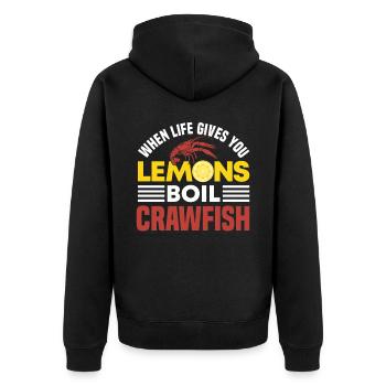 Funny WHen Life Gives You Lemon Boil Crwfish For C - Unisex Premium Bio Zip Hoodie - Schwarz - Hinten - Nico (187cm)
