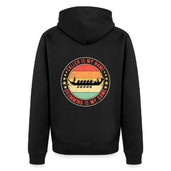 Drachenbootrennen Drachenboot Drums - Unisex Premium Bio Zip Hoodie - Schwarz - Hinten - Nico (187cm)