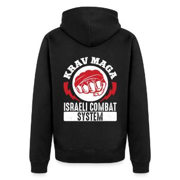 Krav Maga Apparel Israeli Self - Unisex Premium Organic Zip Hoodie - black - Back - Nico (187cm)