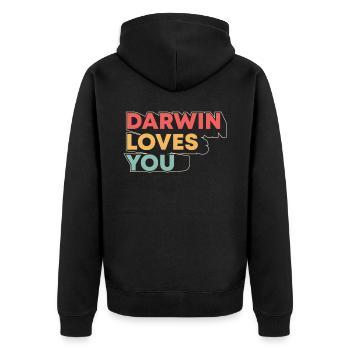Darwin Loves You Funny Atheist Versus Science For - Unisex Premium Bio Zip Hoodie - Schwarz - Hinten - Nico (187cm)