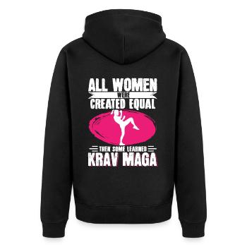 Krav Maga Apparel Israeli Self - Unisex Premium Organic Zip Hoodie - black - Back - Nico (187cm)