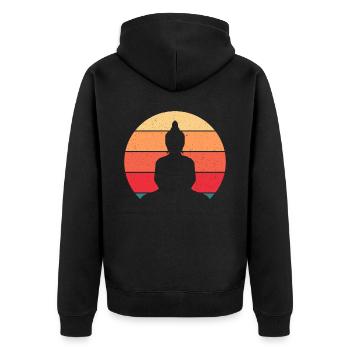 Vintage Buddha Buddhism For Buddhism Enthusiast - Unisex Premium Bio Zip Hoodie - Schwarz - Hinten - Nico (187cm)