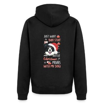 Border Collie Joyeux Noël - Veste à capuche bio Premium Unisexe - noir - Dos - Nico (187cm)