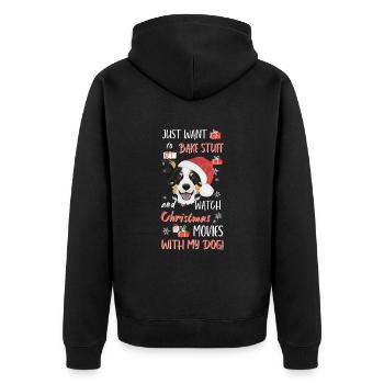 Border Collie Joyeux Noël - Veste à capuche bio Premium Unisexe - noir - Dos - Nico (187cm)