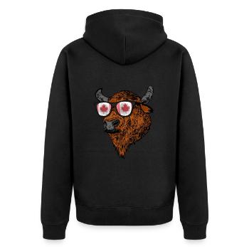 Büffel Geschenk Urlaub Kanada Flagge Kanada - Unisex Premium Bio Zip Hoodie - Schwarz - Hinten - Nico (187cm)