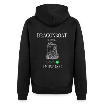 Drachenbootrennen Festival Drachenboot - Unisex Premium Bio Zip Hoodie - Schwarz - Hinten - Nico (187cm)