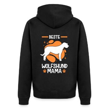 Beste Irischer Wolfshund Mama Irish Wolfhound - Unisex Premium Bio Zip Hoodie - Schwarz - Hinten - Nico (187cm)