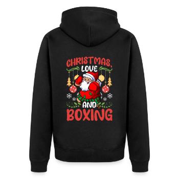 Christmas Love Boxing Boxer Weihnachtsgeschenk - Unisex Premium Bio Zip Hoodie - Schwarz - Hinten - Nico (187cm)