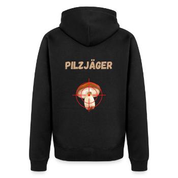 Pilzsammler Idee Pilze Sammeln Pilzjäger - Unisex Premium Bio Zip Hoodie - Schwarz - Hinten - Nico (187cm)