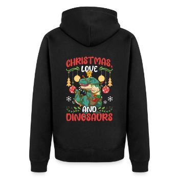 Dinosaur Dino Young Boy Christmas Gift - Unisex Premium Organic Zip Hoodie - black - Back - Nico (187cm)
