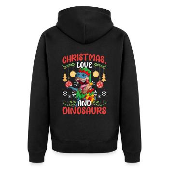 Dinosaur Dino Young Boy Christmas Gift - Unisex Premium Organic Zip Hoodie - black - Back - Nico (187cm)