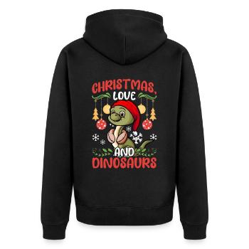 Dinosaur Dino Young Boy Christmas Gift - Unisex Premium Organic Zip Hoodie - black - Back - Nico (187cm)