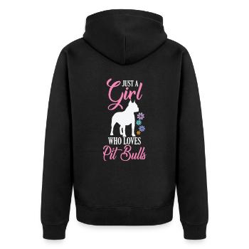 Juste une fille qui aime Pit Bulls Pet - Veste à capuche bio Premium Unisexe - noir - Dos - Nico (187cm)