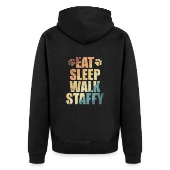 Eat Sleep Walk Staffy Staffordshire Terrier - Unisex Premium Bio Zip Hoodie - Schwarz - Hinten - Nico (187cm)