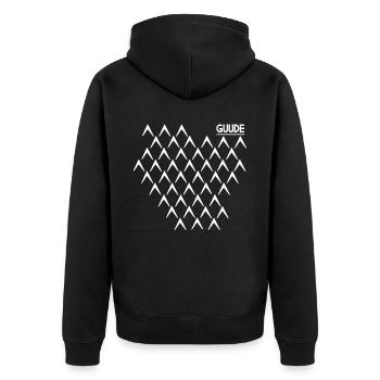Guude Gerippt Abbelwoiglas Muster Cider Bembel - Unisex Premium Bio Zip Hoodie - Schwarz - Hinten - Nico (187cm)