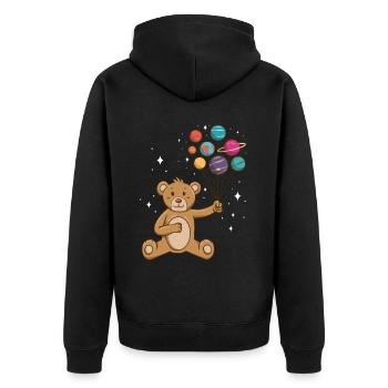 Teddy Bear Planet Balloons Astronaut - Unisex Premium Organic Zip Hoodie - black - Back - Nico (187cm)