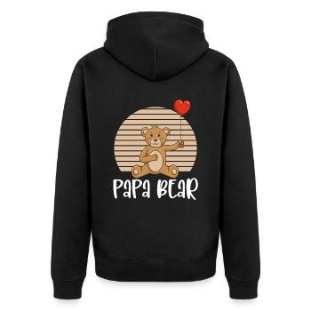 Papa Bear - Unisex Premium Bio Zip Hoodie - Schwarz - Hinten - Nico (187cm)
