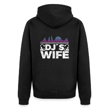 DJ Auftritt Auflegen - Unisex Premium Bio Zip Hoodie - Schwarz - Hinten - Nico (187cm)