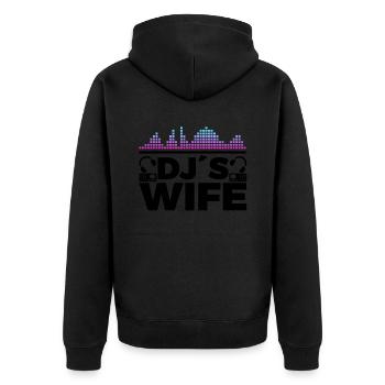 DJ Auftritt Auflegen - Unisex Premium Bio Zip Hoodie - Schwarz - Hinten - Nico (187cm)