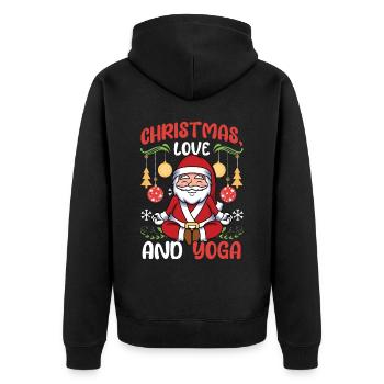 Yogini Yoga Meditation Weihnachten, Liebe und Yoga - Unisex Premium Bio Zip Hoodie - Schwarz - Hinten - Nico (187cm)