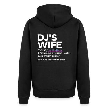 DJ Auftritt Auflegen - Unisex Premium Bio Zip Hoodie - Schwarz - Hinten - Nico (187cm)